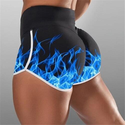 Women Fire Flame 3D Printed Butt Short Women Lifting Workout High Waist Casual Shorts Lady Tummy Control Shorts Plus Size