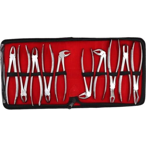 10 pcs/set Tooth Extracting Forceps Pliers for Adults with Toolkit Dental Surgical Extraction Instrument Free Shipping