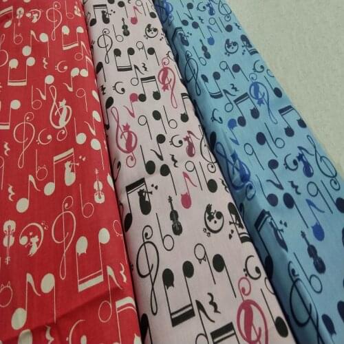 100% Cotton viaPhil Brand 3 Colors Music Note Printed Fabric Musical Note Fabric Patchwork Cloth Dress Home Decor