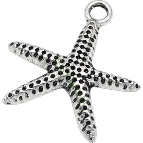 100pcs-Antique Tibetan Silver Starfish Charms Pendant,Diy Vintage Jewelry Wholesale 20x20mm