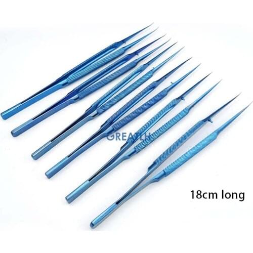 18cm Veterinary Ophthalmic Forpces Curved Straight Titanium Tweezers Clip Clamp Eye Instrument