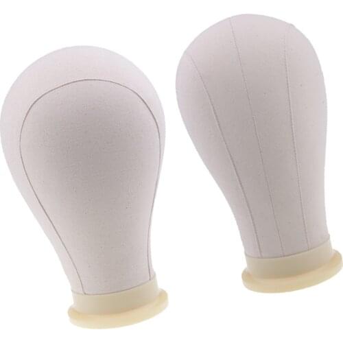 2pcs 22’’/24’’ Beige Cork Canvas Head Wig Display Mannequin Head Stand Wigs Making Head With Mount Hole