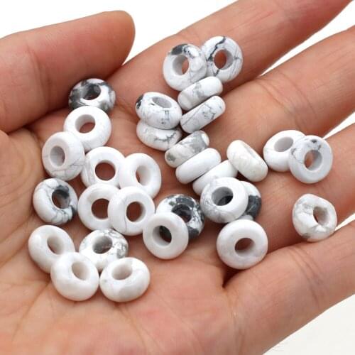 2021 NEW Natural Gem Abacus-shaped White Turquoise Jade Large Hole Beads DIY Bracelet Necklace Earrings Jewelry Accessories10PCS