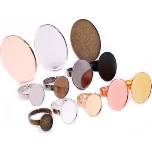 30x40mm 13x18mm 18x25mm 8 Colors Plated Brass Oval Adjustable Ring Settings Blank/Base,Fit 30x40mm Glass Cabochons