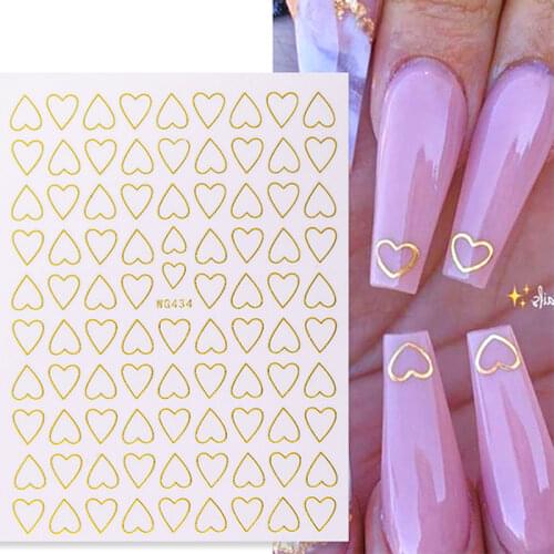 Nail Art 3D Stickers Black White Gold Love Hearts Pattern Nail Decals Manicures Nails Design Adhesive Wraps Tip Decoration