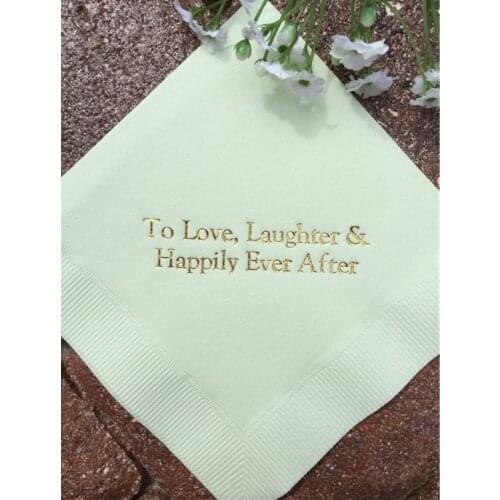 50pcs Napkins To Love Laughter & Happily Ever After Cocktail Luncheon Dinner Guest Towel Size Available! custom You napkin color