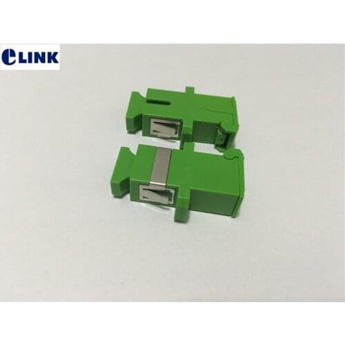 500pcs SC fiber Adapter with shutter with flange ftth APC MM OM3 coupler SM connector with open dust shutter Avoid Laser ELINK