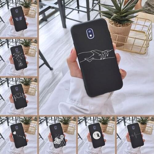 Phone Cover For Samsung Galaxy J2 J5 J7 Prime J3 J5 J7 2015 2016 2017 Samsung J4 J6 J8 Plus Silicone Black Heart Cat Soft Case