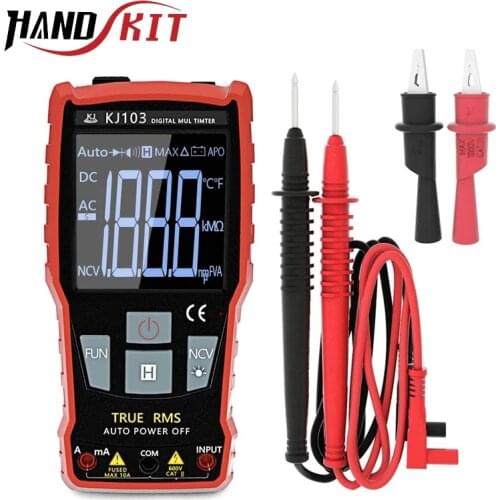 HANDSKIT Multimeter Digital LCD Display AC DC True RMS Smart Multimeter Auto Power Off Function with FlashLight Multimeter