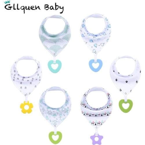 Baby Bandana Drool Bibs with Teething Toys Super Absorbent 100% Organic Cotton Baby Bibs for for Teething and Drooling