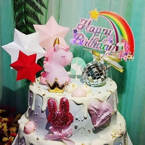 Unicorn rainbow cake topper birthday wedding cake logo for birthday wedding and baby shower birthday party decoration supplies