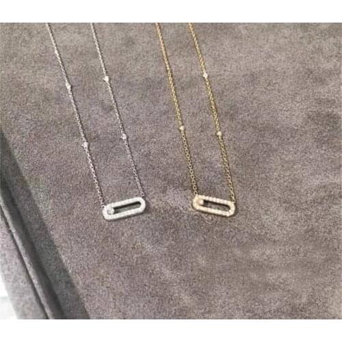 Hot Brand Pure 925 Sterling Silver Jewelry For Women Beach Necklace Slide Stone Drop Pendants Move Stone Design Summer Neckalce