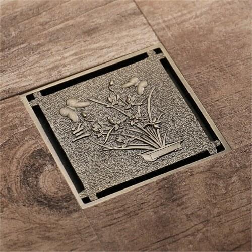 HIDEEP all-copper antique carved floor drain bathroom deodorant and insect-proof anti-water green bronze floor drain