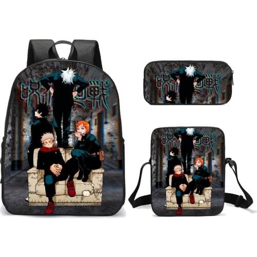 Jujutsu kaisen Printing Backpack For Teenage Boys Girls Student Fashion 3 PCS/SET School Bags 16inch Children Daily Mochilas