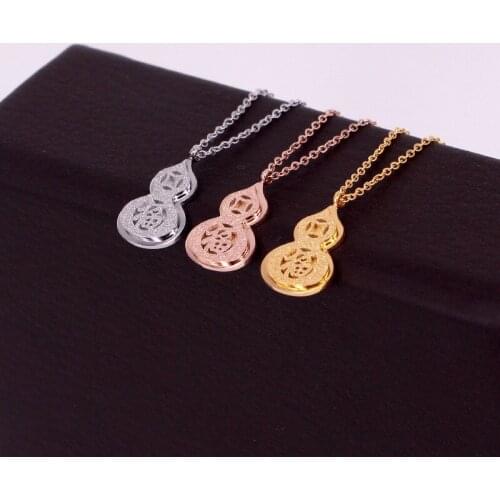 Frosted Copper Money Fu Character Gourd Pendant Necklace Transit Zodiac Year Fu Gourd Clavicle Chain For Women Jewelry