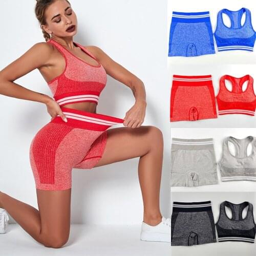 Seamless Yoga Set Summer Womens Tracksuit Crop tops Push Up high waist Running Shorts Butt Leggings Workout Clothes For women