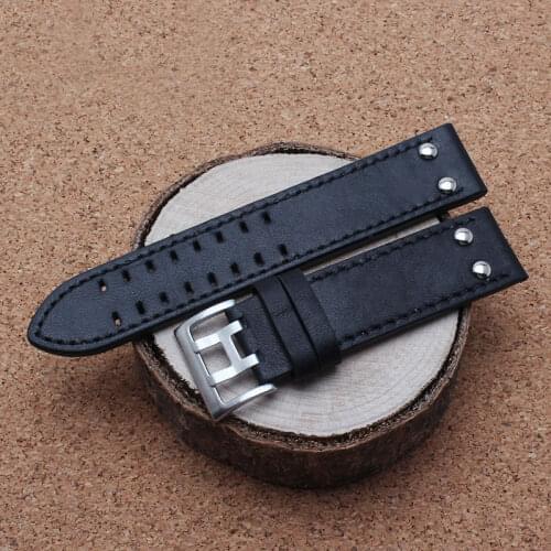 Leather strap band width 22mm Double row hole leather watch belt brown watch accessories replace for Hamilton