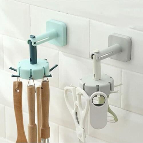 Multifunctional Rotating Hook Free Punch Kitchen Hook Strong Viscose Home Wall Hanging Creative Sticky Hook For Kitchen Bathroom