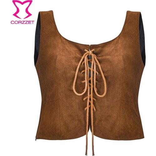 Fashion Brown Corset Tank Tops Cover Bandage Bodybuilding Sexy Top Summer Vintage Streetwear Sleeveless Woman Tank Tops