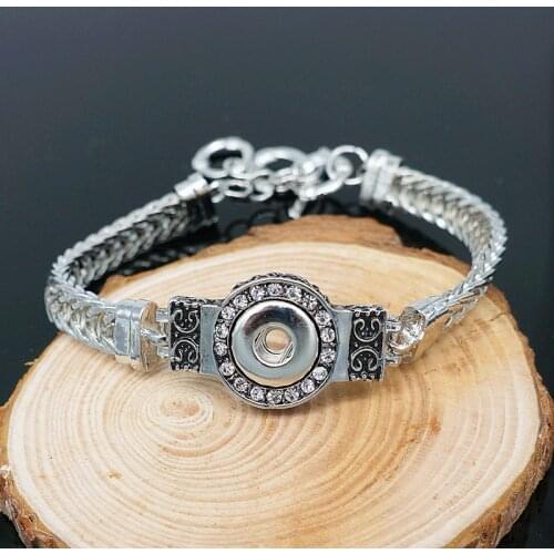 Fashion Crystal pattern metal snap bracelet 24CM adjustable fit 12MM snap buttons snap jewelry wholesale SG0006