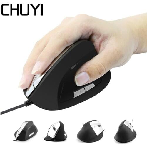 CHUYI Wired Vertical Mouse Ergonomic Computer USB Optical Mause 1600DPI 6 Button Mice For PC Laptop Desktop