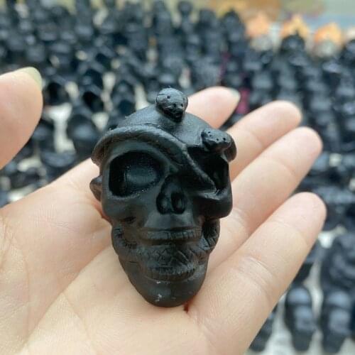 Natural Crystal Quartz Obsidian Skull Snake Crystal Carving Home Decoration Chakras Treatment Halloween Reiki Gift