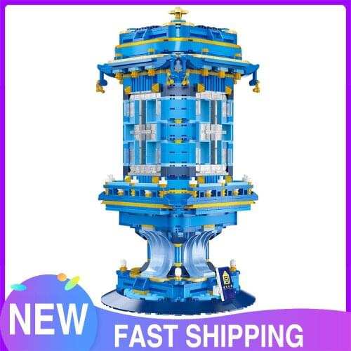 New Creative Chinese Palace Lantern Construction Pen Holder Building Blocks Bricks Model Light Kits Toys for Kids Children