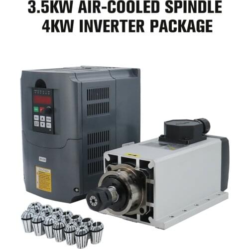 New Arrival! 3.5kw ER20 ER25 Air Cooled Spindle Motor 220v/380v 4 pcs ceramic ball bearing &HY 4kw inverter/VFD