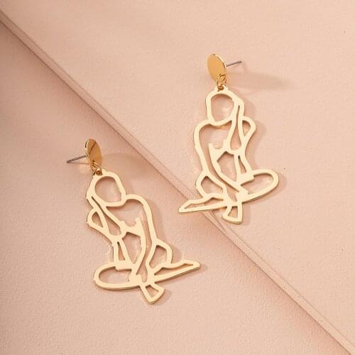 New abstract face metal vintage girl women body outline earrings fashion simple long Exaggeration earring