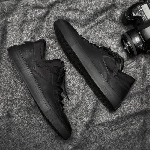 OLOMM 2019 spring and autumn mens fashion black white breathable sports shoes trend new leather mens shoes DD-85