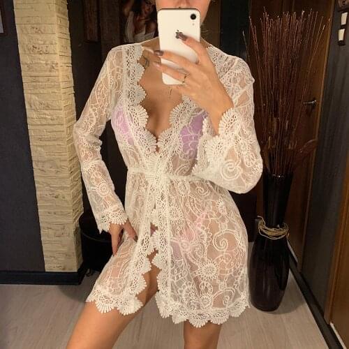 Sexy White Lace Crochet Tunic Beach Dress Women Bikini Cover Up Swimsuit Swimwear Cover-ups Beach Wear Beachwear Female
