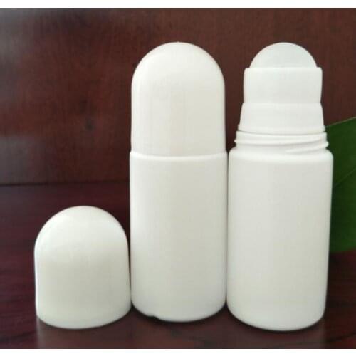 50ml Plastic White Roll On Deodorant Bottles Big Roller Ball Empty Cosmetic Essential Oil Roll-on Containers lin3258