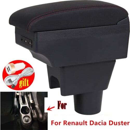Armrest For Renault Dacia Duster Arm Rest Dual Layer Central Store Content Box USB Charging Car-styling Decoration Accessories