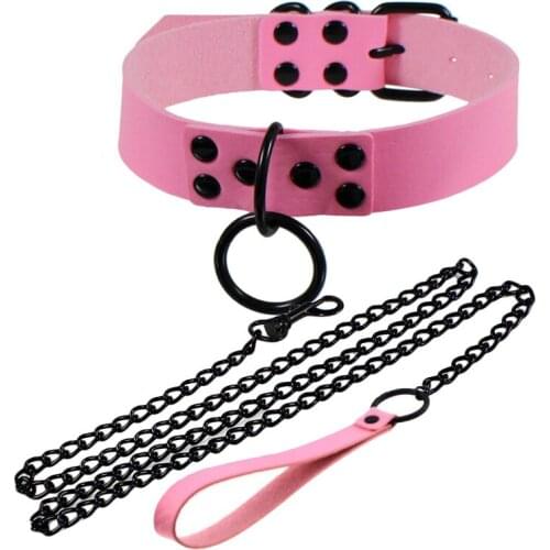 Slave Necklace Pu Leather BDSM Choker Adjustable Bandage Collar and Leash Sex Toys for Women Restraints Collar Sexual Gay