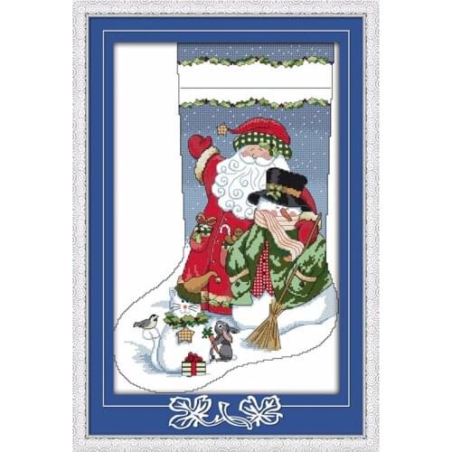 Christmas Stocking-Santa Claus Home Decor Painting Count Printed On Canvas DMC 14CT 11CT Cross Stitch Embroider kits Needlework