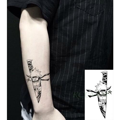 Waterproof Temporary Tattoo Sticker Cartoon anime Boy Knife Tatto Flash Tatoo Fake Tattoos Small Size Art for Kids Men Women