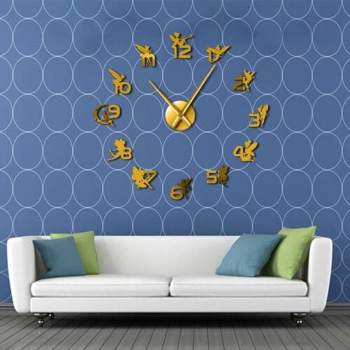Magical Fairies Elf With Numbers Wall Stickers DIY Wall Clock Nursery Decorative Wall Art Gift For Kids Fantasy Fairy Tale Clock