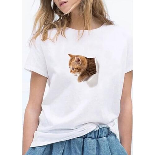 Korean Style Summer New Fashion T Shirt Women Harajuku Short Sleeve Funny Ulzzang Female T-shirt Cute Cat Tshirt Cartoon Top Tee