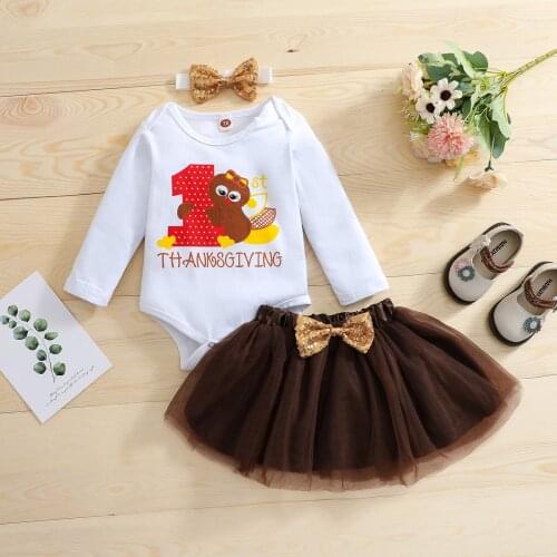 Ma&Baby 0-2Y Thanksgiving Day Newborn Infant Baby Girls Clothes Set Letter Turkey Print Tops Tutu Skirts Outfits Clothing DD40