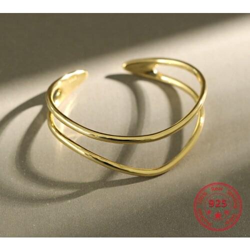 Japanese Korean Style Hot Sale S925 sterling silver Bracelet Double-Layer Hollow Shape Form Glossy Womens Hand Jewelry