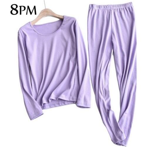 Womens winter Thermal Underwear Soft Good Elasticity Set Sleeve Pants Suit Thin Round Neck Clothes Plus Size 5XL 6XL ouc1744