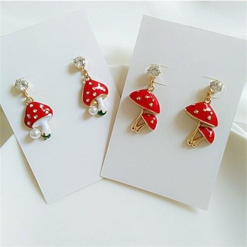 10 pair /lot jewelry fashion jewelry metal enamel mushroom earrings for women