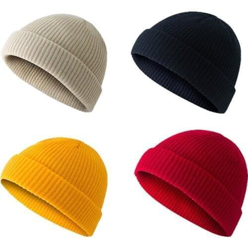 14 Colors Slouchy Ribbed Short Melon Knitted Caps Solid Retro Classicial Unisex Winter Baggy Ski Docker Beanie Hat