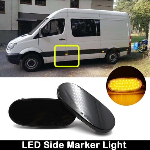 2Pcs For Benz Sprinter W906 For VW Crafter Smoked Lens LED Side Marker Lamp Amber Turn Signal Light Position Lights