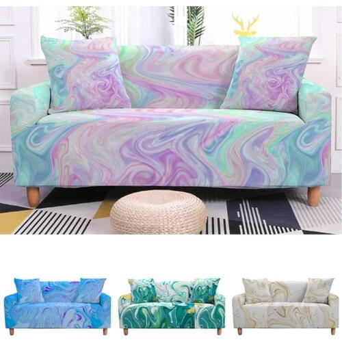 3D Colorful Marble Sofa Cover Couch Cover Elastic Slipcover Stretch Sectional Sofa Cover Armchair Slipcovers for Living Room