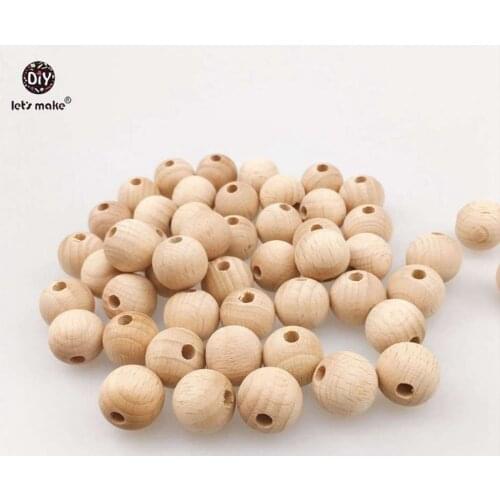 Lets make 50PC 20mm Wooden Teether Unfinished Beech Beads DIY Jewelry Safe Natural New Mommy Chewable Round Beads Baby Teether