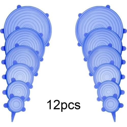 6/12pcsset Silicone Stretch Lids Universal Lid Silicone Bowl Pot Lid Silicone Cover Pan Cooking Food Fresh Cover Microwave Cover