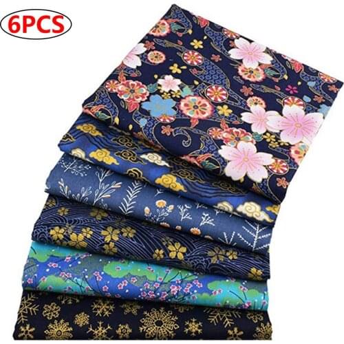 6PCS Cotton Fabric Small Flower Pattern Japanese Style Clothes For Dolls Sewing DIY Crafts For Baby Diapers Clothes Sewing