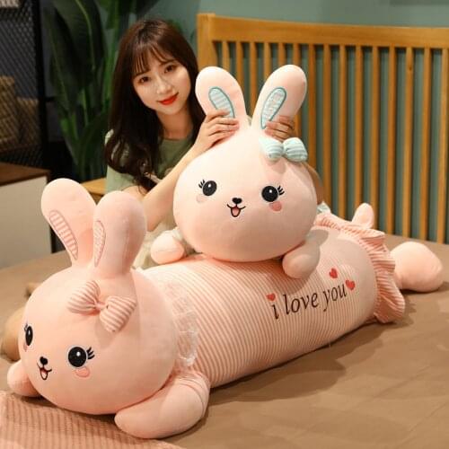 90cm Giant long Bunny Stuffed hug Pillow Pink Rabbit Girl Sleeping Throw Pillow Pregnant pillow Boyfriend Pillow