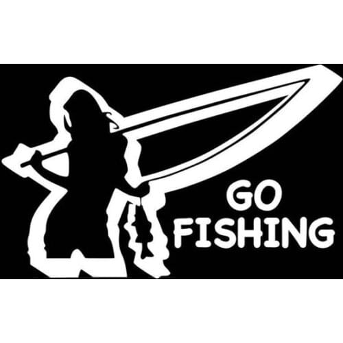 Black/Sliver Go Fishing Vinyl Car Body Stickers Car Window Glass Body Decoration Decal Front Windshield S1190